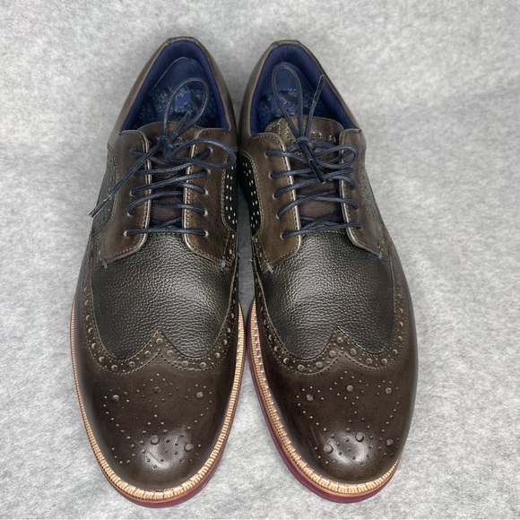 Ted Baker Brown Leather Oxford Brogue Lace Up Shoes Men's UK 8 US 9 EU 42 - Picture 1 of 13